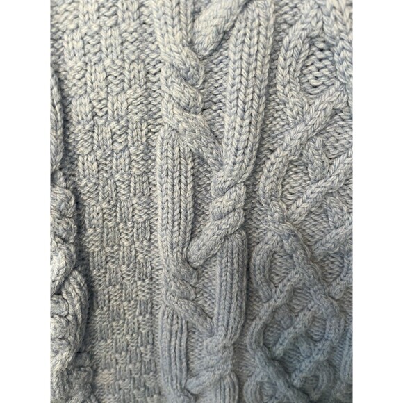 Aran Crafts Women’s Blue Sweater Merino Wool Ireland Cable Zip Hooded Sz Small - Picture 3 of 8